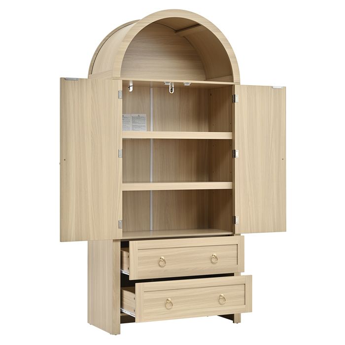 Buffet haut arc - armoire de rangement - vitrine - bibliothèque - MDF et rotin - 80x40x180 - naturel