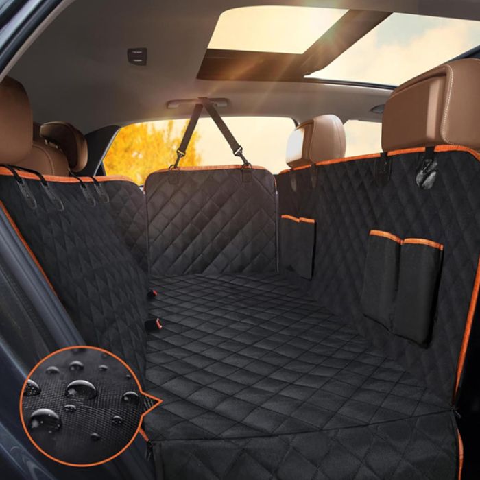 Housse de Siège Auto Chien Style Hamac - Protection Banquette Arrière Imperméable Oxford 600D - Anti-Rayures avec Poches - Noir
