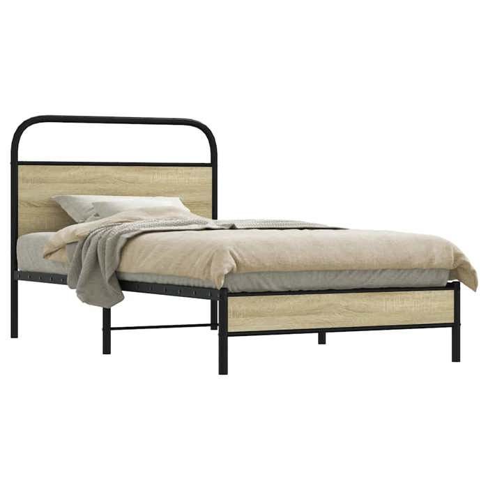 Soldes FlottantsLit simple 90x200cm Structure de lit classique sans matelas 90x200cm chêne sonoma Bois ingénierie