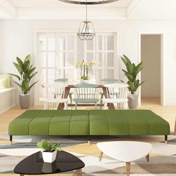 velours CANAPE CONVERTIBLE - SHIELDPRO® - Canapé-lit - à 2 places vert clair 468598