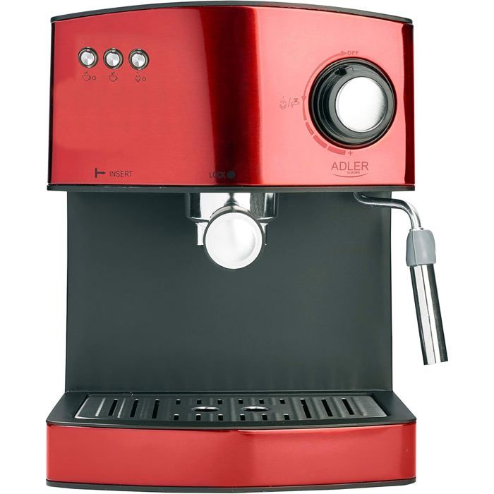 Cafetière à pression - ZGEER - 15 bar - 850 W - 16 L - Mousseur à lait - Cappuccino - Espresso - Rouge - Zgeer