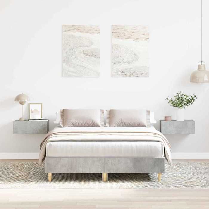 Meuble de Couchage - ZENCORE - Cadre de lit 2 PERSONNES - Sommiers à lattes - Gris béton 193x123x25 cm Bois dingénierie 943979