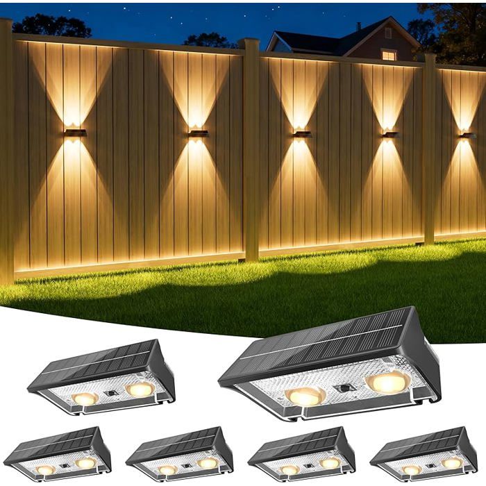 Applique Murale Exterieur Solaire Lot de 6 Éclairage Haut et Bas Étanches IP65 3000K/4000K/6500K + RVB Lampe L APPLIQUE DINTERIEUR