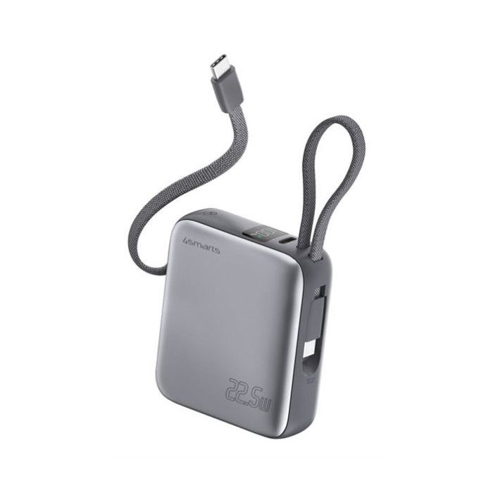 Powerbank - 4SMARTS - Pocket Dual Cord - 22.5W - 10.000mAh - Space Grey