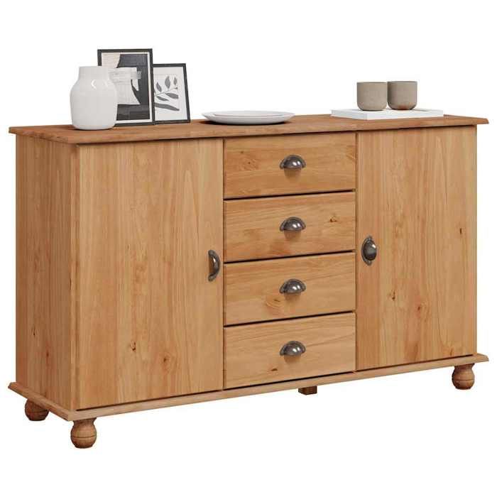(11160)Commode - contemporain - Buffet rangement - avec tiroir ASKIM 133 5x40x79 cm Bois de pin massif poid:31.4 kg