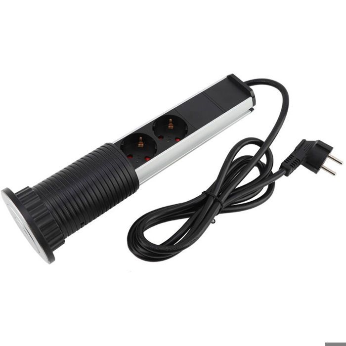 MHY® Électrique Prise Multiprise Escamotable Prise Encastrable Plan de Travail Prise Retractable pour Cuisine Bureau Chambre EU Pl