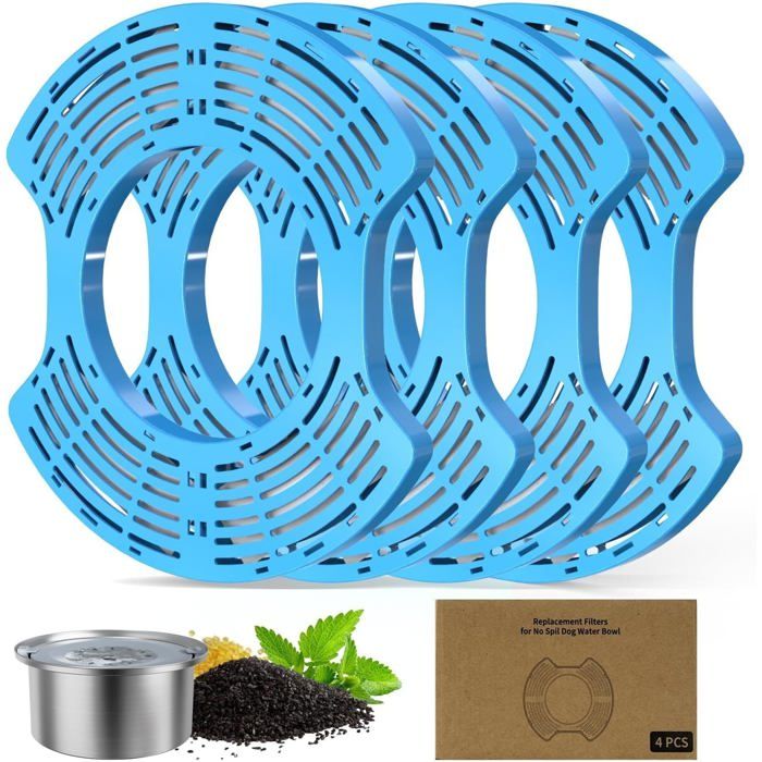 Filtres de Remplacement pour Gamelle dEau Anti Débordement Charbon Actif Lot de 4 Filtration Eau Chien
