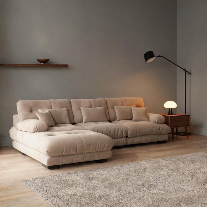 Canapé dangle 4 places pour salon modulaire en tissu chenille format surdimensionné type Cloud