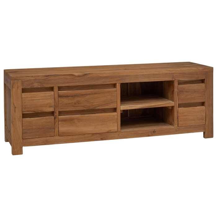 Meuble TV - meuble de télévision - forme rectangulaire - 110 x 30 x 40 cm Naturel Bois de teck massif_26aax72l