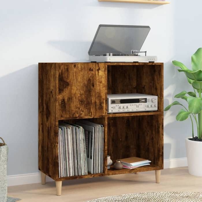 Armoire à Disques - vidaXL - bois dingénierie - chêne fumé - 84 5 x 38 x 89 cm@qcz36h