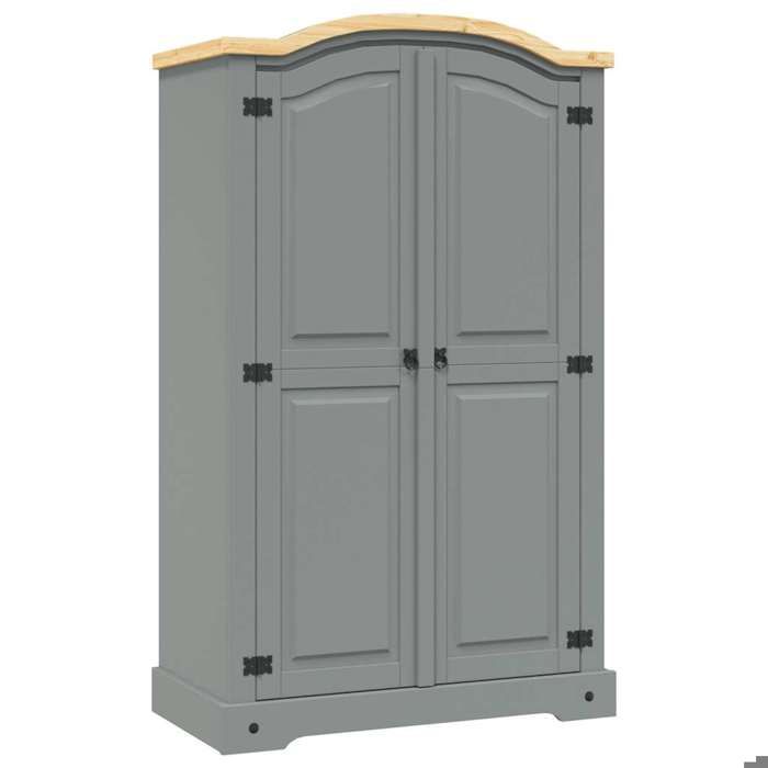Garde-robe avec 2 portes Gamme Corona pin mexicain Gris - Cadre durable - design élégant(17525)