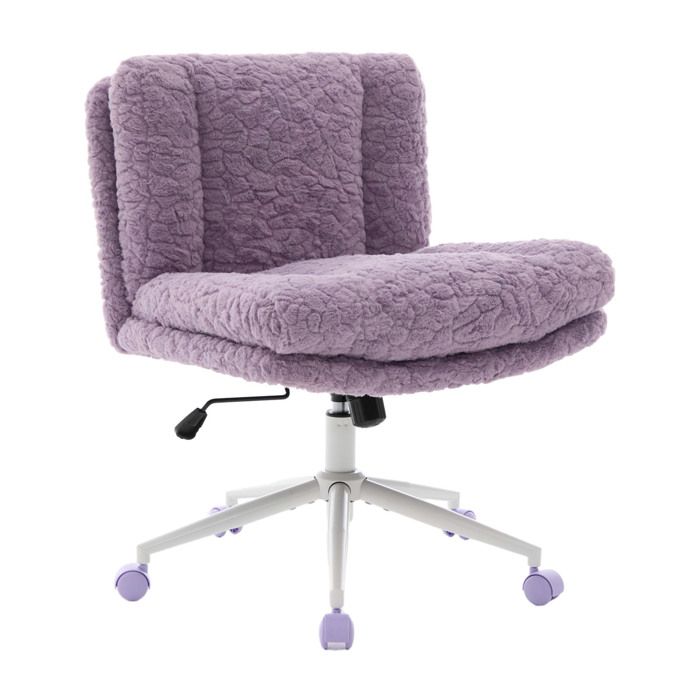 Chaise de bureau à roulettes- WILITTO - hauteur réglable - Dossier moelleux - ergonomique - Contemporain - 67x44 5x86cm - Violette