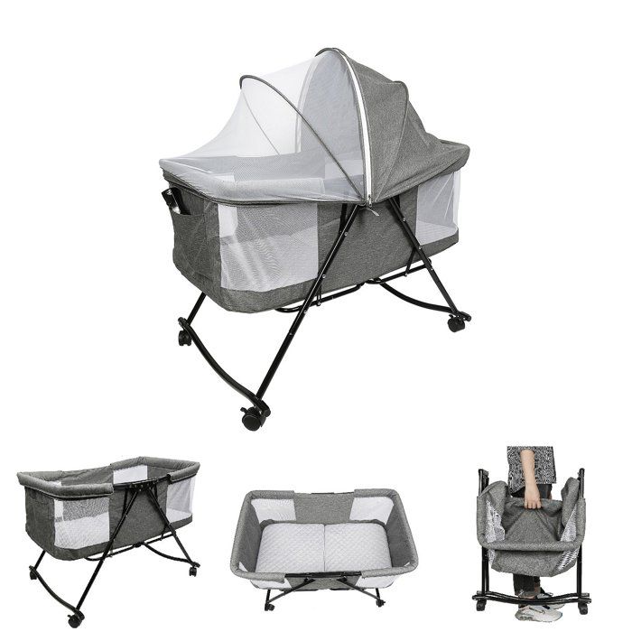 Berceau de voyage pliable pour Bébé - Lit de Cododo aves Matelas et Moustiquaire - 92x65x106cm - Pliant et portable