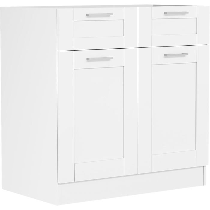 VCM Armoire de cuisine Colura 80 cm de largeur Blanc 2 portes et 1 tiroir Meuble bas avec pieds réglables VCM Armoire de cuisine Colura 80 cm de largeur Blanc 2 portes et 1 tiroir Meuble bas avec pieds réglables