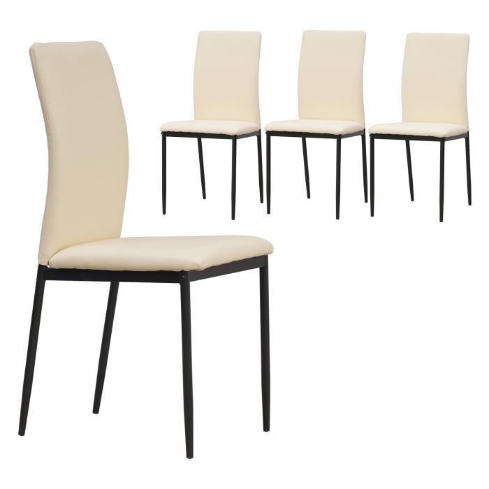 ensemble de 4 chaises de salle à manger albatros capri, - design italien noble, revêtement en similicuir, chaise rembourrée [beige]