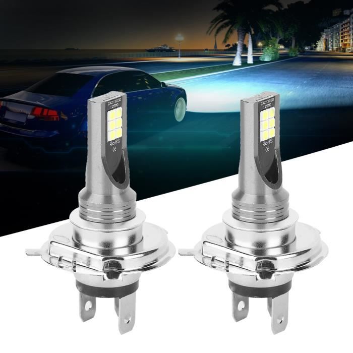 Kit Phares LED H7 55W 6000K – 2 Ampoules Super Lumineuses 3600LM, étanches IP65, Pour Voiture, Remplacement Facile