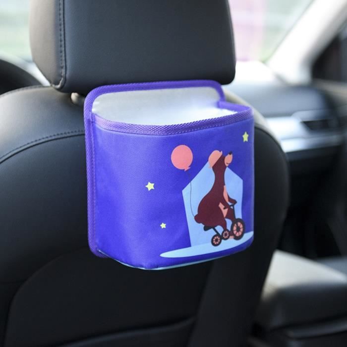 SANOU Poubelle Voiture Suspendue Pliable - Sac Rangement Cuir PU Noir - Organisateur Porte, Siège, Bureau