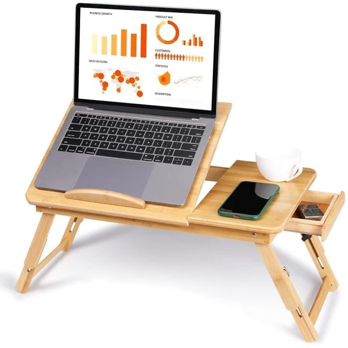 Mavo Craft Bureau pliant pour ordinateur portable, bureau pour ordinateur  portable, table de petit déjeuner, table de lit, plateau de service - le  Lapdesk contient un espace de rangement supplémentaire et des
