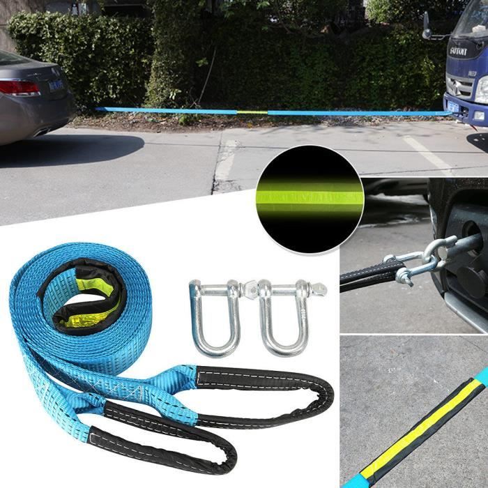 charge de 3 m/ètres Remorque de voiture de 3 tonnes Remorquage de courroie de c/âble de remorquage avec outil de v/éhicule durgence Corde de remorquage