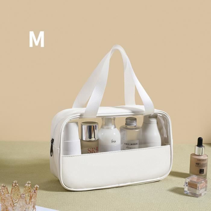 Blanc M--Mallette de rangement de voyage portable étanche, sac à  cosmétiques patchwork, sac de rangement de m