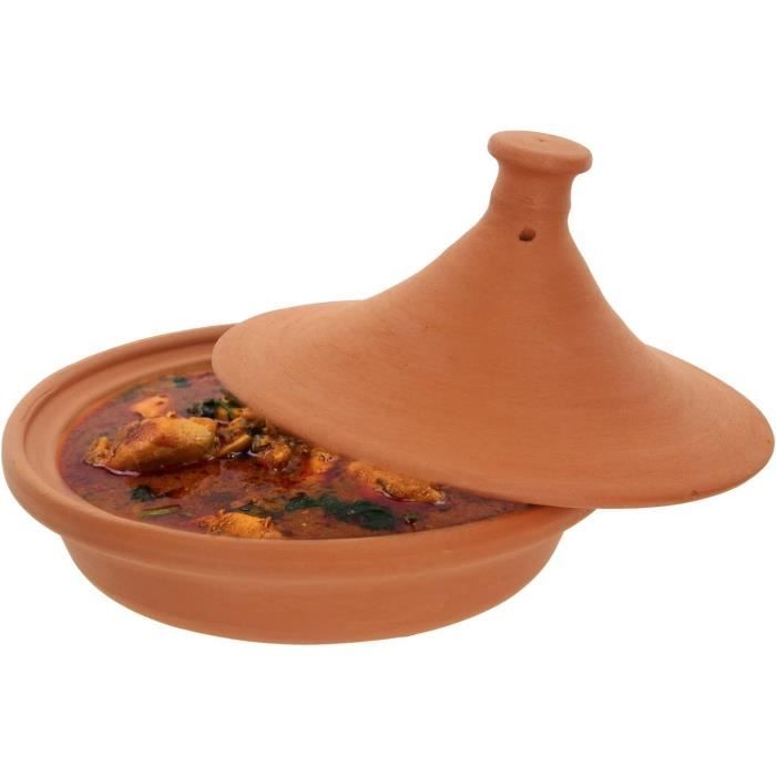 Tajine En Terre Cuite Naturelle 30cm - Fait Main Au Maroc - Pour 3-4 Personnes - Cuisson Lente Et Saine