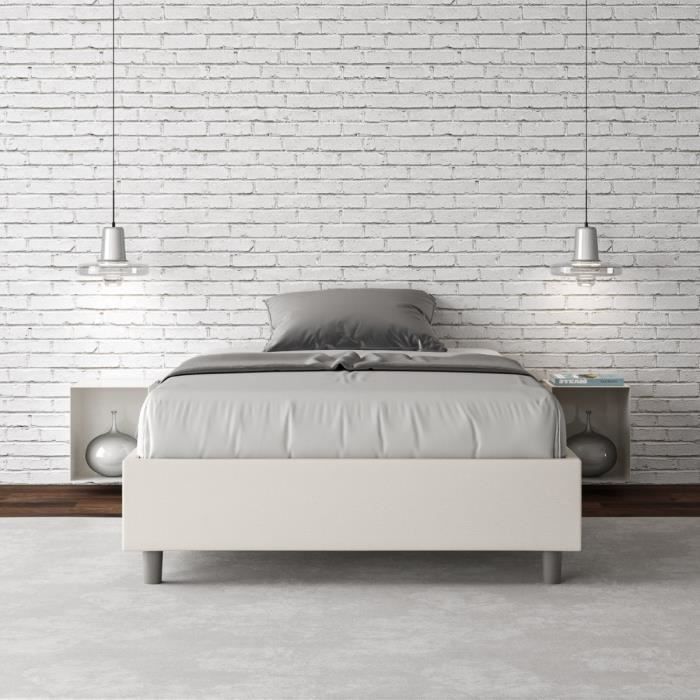 Cadre de lit coffre 1 place et demi Azelia - blanc - 120x200 avec sommier relevable
