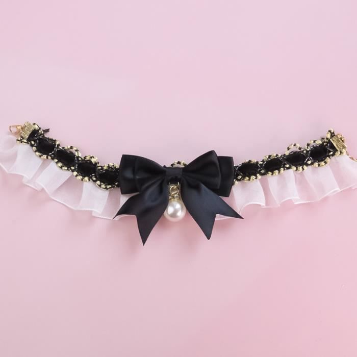Collier Cravate LULU GUINNESS En Soie Noire à Plumes Et Paillettes - Occasion