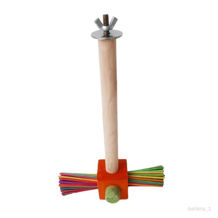 BESPORTBLE 2pièces Perchoir Bois Résistant Pour Oiseaux Stand Exercice Pour Perroquet Avec Miroir Et Accessoires Bois De Poivre