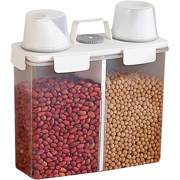 FROPIJ Boîte Riz Hermétique 10kg - Contenant Céréales Anti-Humidité Avec Fenêtre Et Cuillère, Vert Blanc