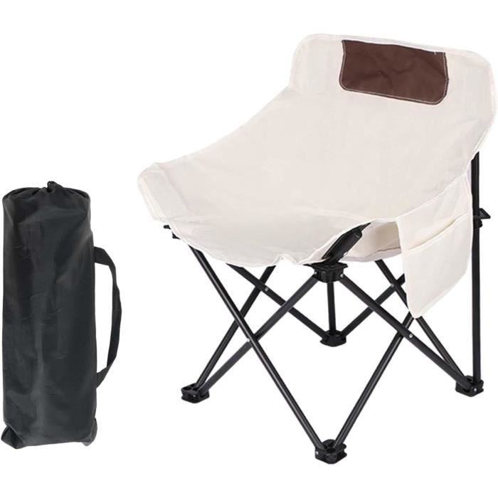Chaise de Camping Pliante Portable antidérapante Chaise de Plage en métal Chaise de dextérieur pour Jardin et Barbecue (Beige)