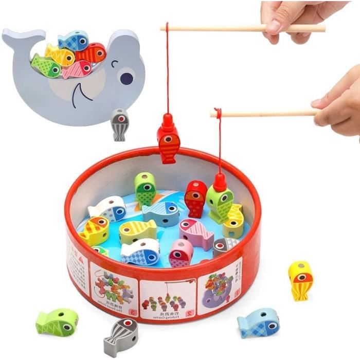 Jeu De Pêche à La Ligne électrique Pour Enfants – 2 Cannes, Poissons Qui Tournent, 2-7 Ans