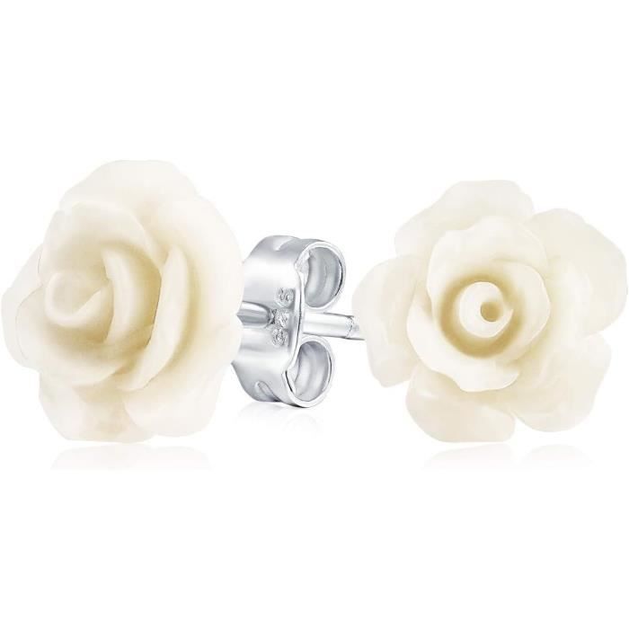 Boucles D'oreilles Puces Petite Fleur Rose - Plaqué Or Jaune Avec Zircons - Neuf Avec étiquettes