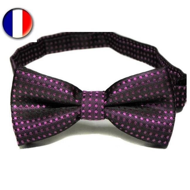 Noeud Papillon Bebe Enfant Noir A Pois Violet Cdiscount Pret A Porter