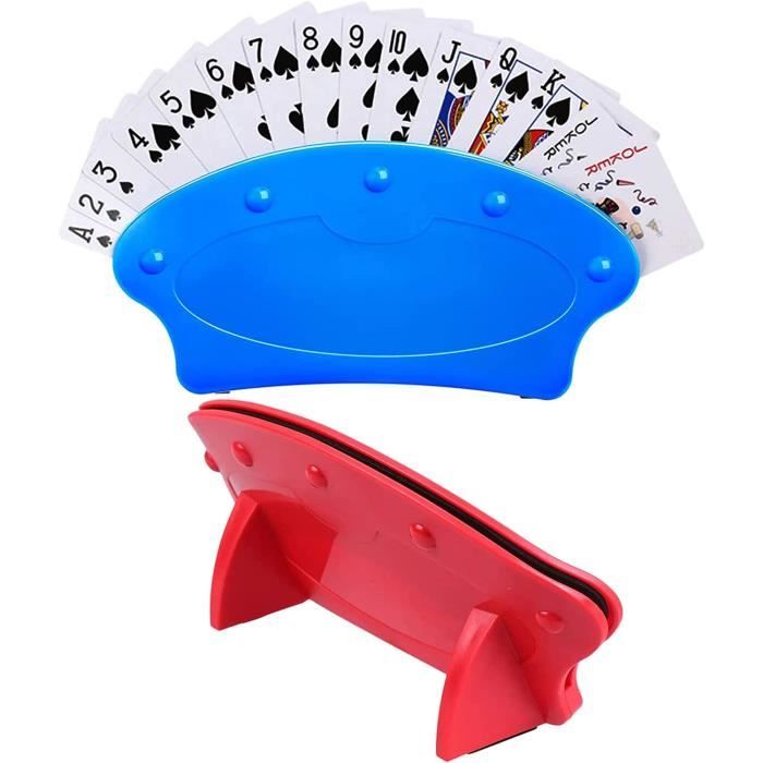 Supports de Cartes à Jouer sur Rack Mains Libres Incurvés Pliables en Plastique pour Enfants et Aînés, Lot de 4