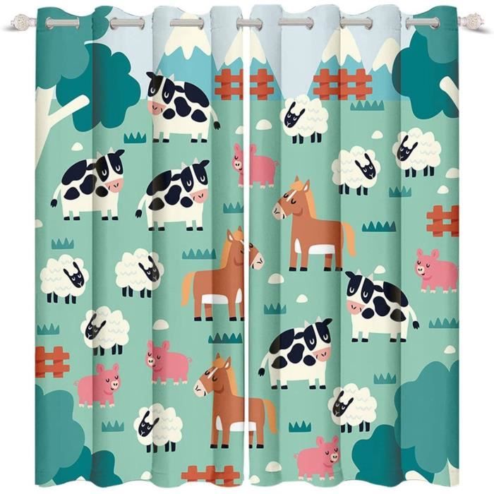 Rideaux Occultants Thermiques Motif Animaux Jungle - Lot De 2 (140x200 Cm), 100% Polyester, Oeillets, Pour Chambre Enfant, Salon - 6