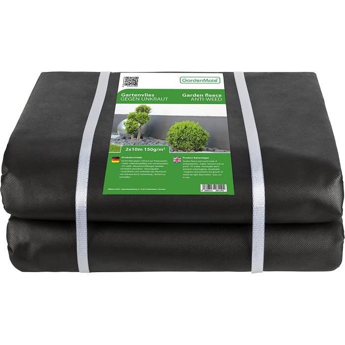 Toile Anti-mauvaises Herbes HaGa – 150 G/m², 1,2 X 10 M, Noire, Respirante