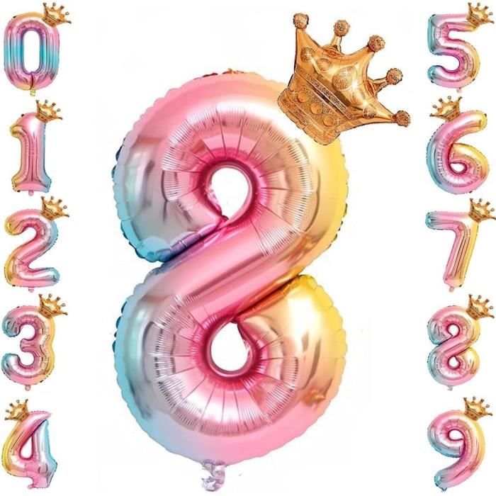Ballon De Numéro De Feuille, Gros Ballon Anniversaire 8 Ans, Ballons De Numéro De Dégradé Arc-En Ballon De Numéro De Feuille, Gros Ballon Anniversaire 8 Ans, Ballons De Numéro De Dégradé Arc-En