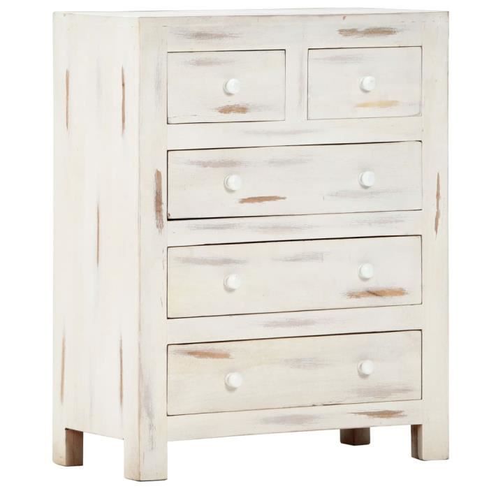 armoire de chambre contemporain - armoire à tiroirs armoire penderie blanc 58 x 30 x 75 cm bois d'acacia massif