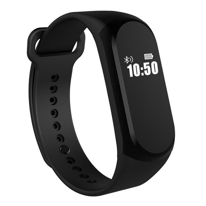 bleu A16 BLE 4,0 capteur de fréquence cardiaque ADI intelligent Bracelet  avec alarme 30 jours Temps d'attente