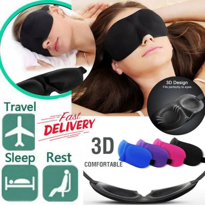 Masque de nuit 3D Ultra confort pour sommeil, sieste, voyage, repos, bien dormir et être reposé. masque de nuit