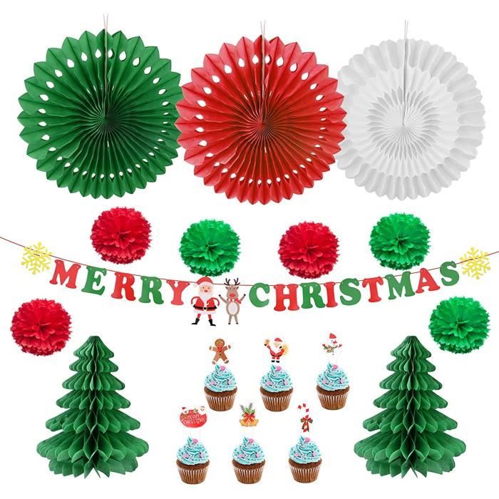 Arbre de Noël décoration 21cm suspendu parti maison verte papier enfants rouge festif