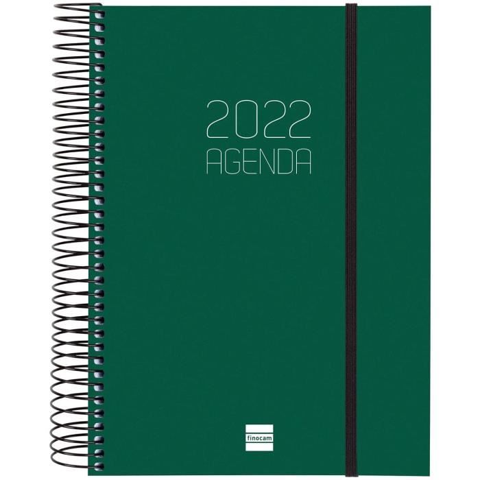 Agenda 2022 1 jour par page Janvier 2022 à Décembre 2022 (12 mois) E10 155  x 212 mm Spirale Opaque Vert espagnol 590 - Cdiscount Beaux-Arts et Loisirs  créatifs