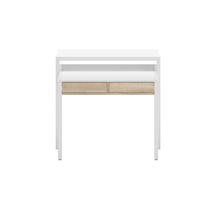 console bureau nordik extensible jusqu'à 70 cm chêne-blanc