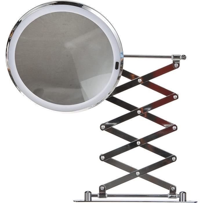 Miroir Mural Télescopique Salle De Bain - Miroir Rond Pivotant Double Face, Bras Extensible, Or