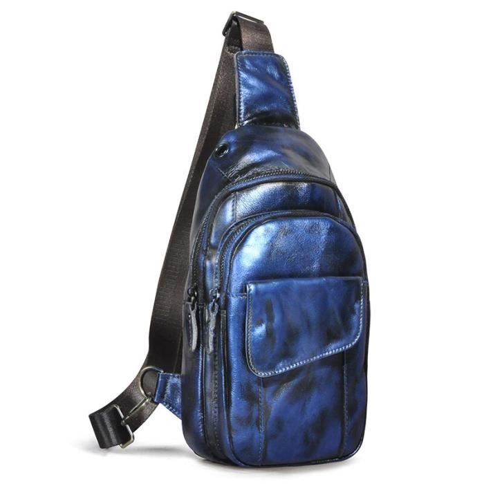 Sac De Poignet Homme En Cuir Véritable - Noir, 2 Compartiments Zippés, Dragonne Pratique - 4