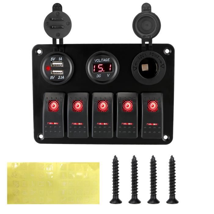 Cache Interrupteur à Bascule Contura II Noir Avec Lentille Rouge - Neuf, Pour Bateau/Camping-car