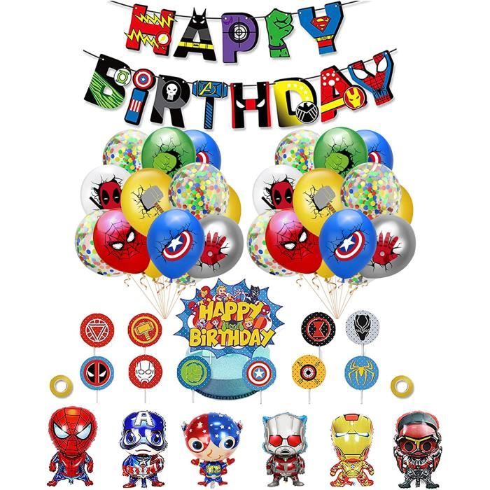 Decoration Anniversaire Super Heros Ballons Superhero Banniere De Joyeux Anniversaire Decoration De Gateaux Pour Enfants Super Heros Cdiscount Maison