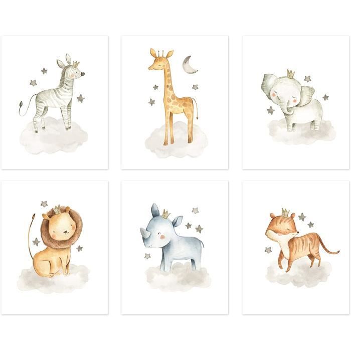 Lot De 6 Posters Pour Chambre D Enfant Affiche Animaux Chambre Bebe Murale Images De Garcon Fille Chambre Jungle Animaux Toile Mur I Cdiscount Maison