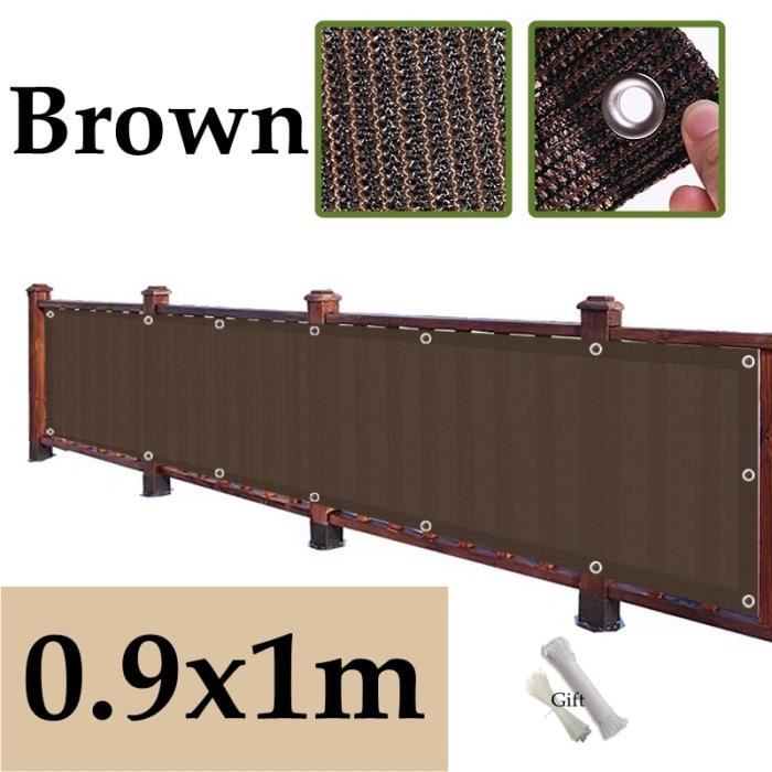 Brise-vue Pour Balcon - Filet Opaque 0.9x1m, Protection UV, Facile à Installer Avec Attaches, Couleur Gris/blanc