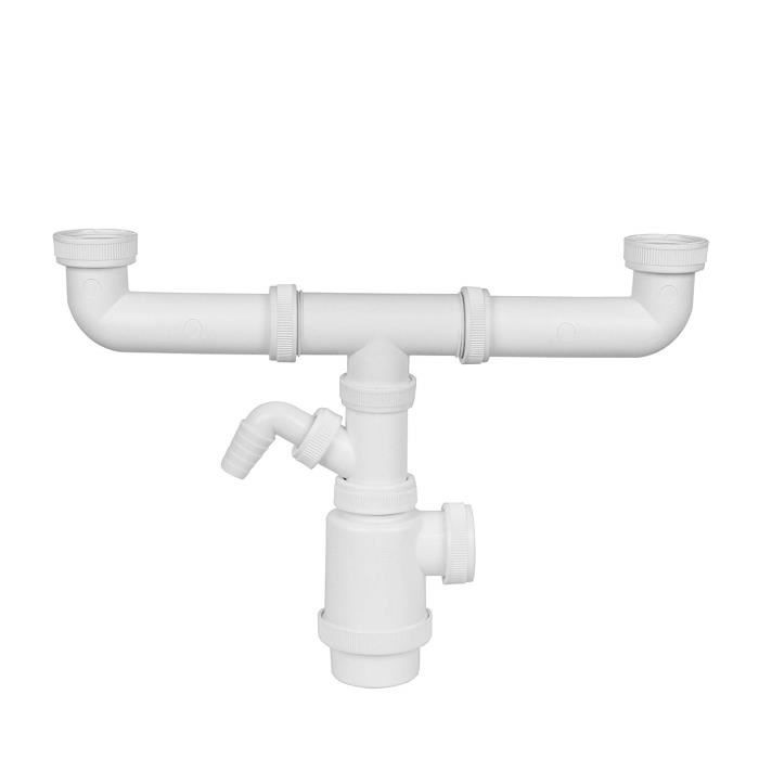 Aqualy® Siphon double pour évier avec prise Cdiscount Bricolage